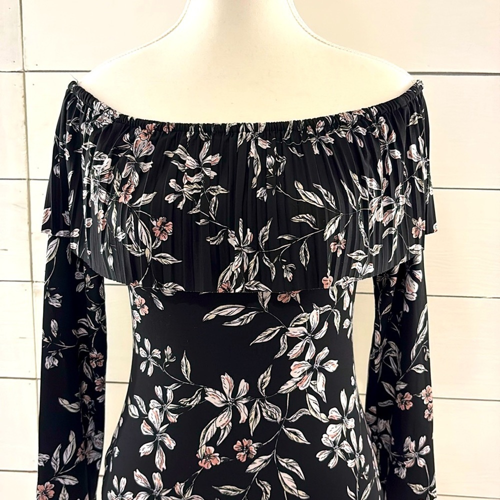 Guess Black Floral Print Bodysuit